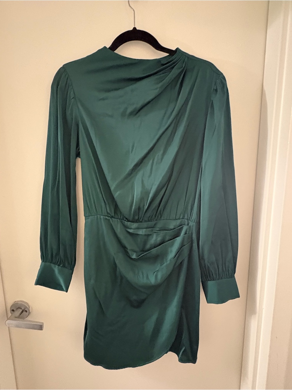 Abercrombie & Fitch Green Satin Long-Sleeve Dress